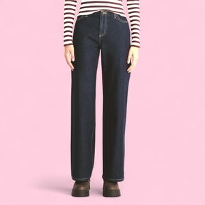 No Boundaries 2XL Dark Wash Wide Leg Jeans High Rise Contrast Stitch Y2K 90s